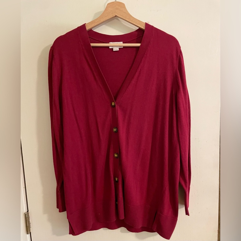 LOFT Red Cardigan Sweater XL